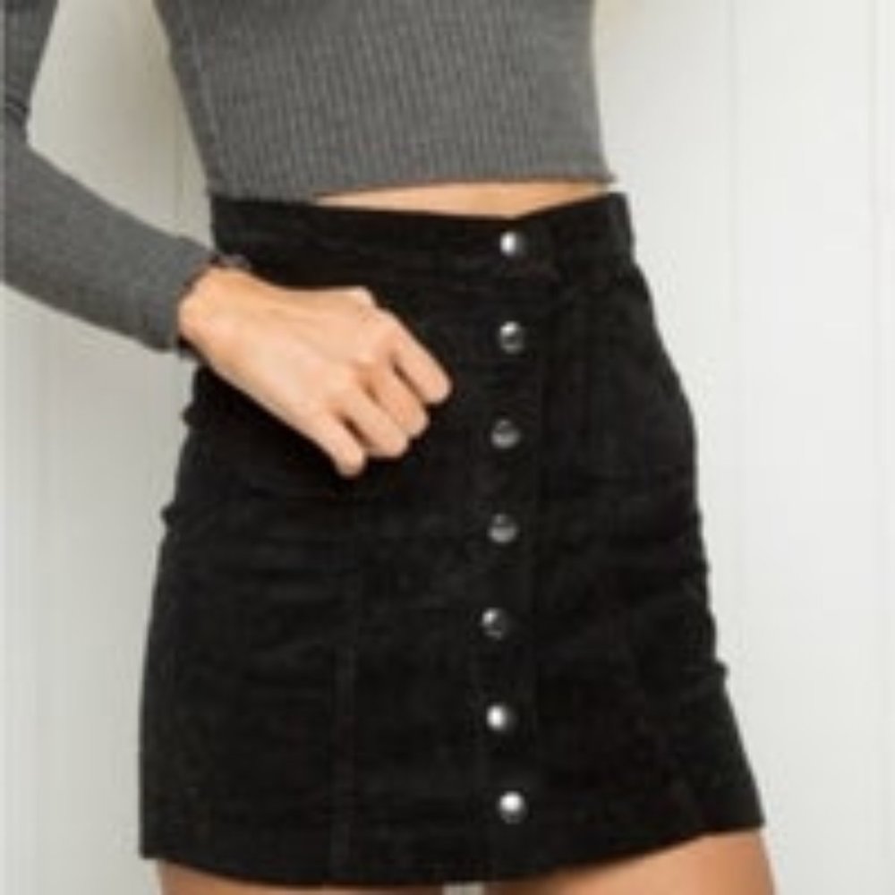 Melville Mini Black Corduroy Skirt